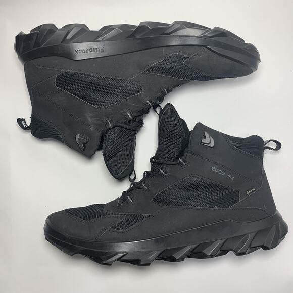 Ecco Mx Gtx Boots Men’s Size 12 -12.5 Black Gore-Tex Fluid Form Read Description - Picture 2 of 10